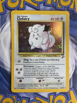 Pokemon Clefairy 6/130 Base Set 2 Holo (W/swirl) MP Card - Image 1