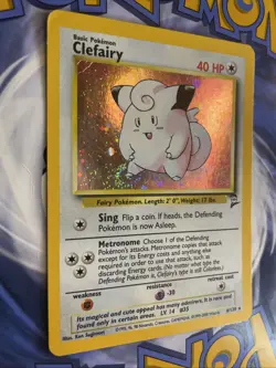 Pokemon Clefairy 6/130 Base Set 2 Holo (W/swirl) MP Card - Image 2