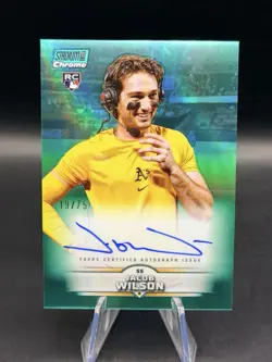 2025 Topps Stadium Club Chrome Jacob Wilson Rookie On Card Auto /75 SP A’s - Image 1