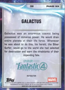 2025 Topps Chrome Marvel Refractor #200 Galactus - Fantastic Four: First Steps - Image 2
