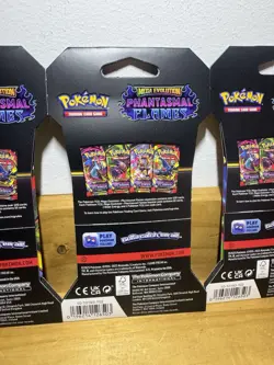 POKEMON Mega Evolution Phantasmal Flames Blister Packs Mega Gengar Art Set of 4 - Image 1