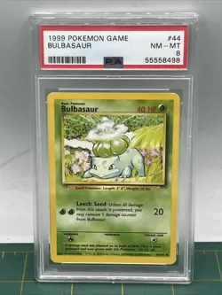 1999 Pokemon TCG Bulbasaur 44/102 Base Set PSA 8 NM-MT - Image 1