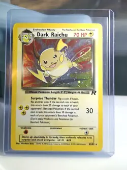 Pokemon TCG Dark Raichu Holo Card 83/82 Secret Rare A - Image 1