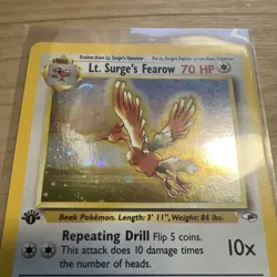 LT. SURGE'S FEAROW Pokemon Card WOTC 1st Edition Gym Heroes 7/132 HOLO NM Swirl - Image 5