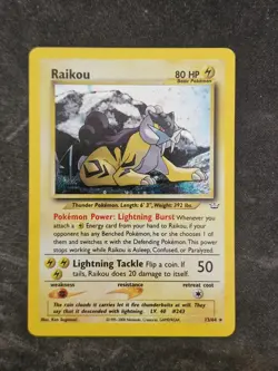 Pokemon TCG Raikou Neo Revelation Holo Card 13/64 Unlimited Rare - Image 1