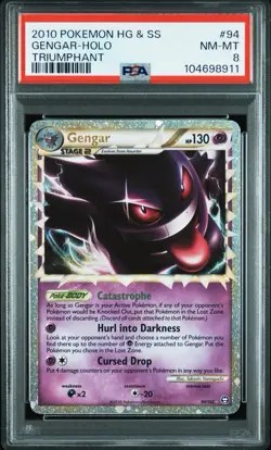 No Reserve PSA 8 2010 Pokemon Gengar Prime HGSS Triumphant #94 Ultra Rare Holo - Image 1