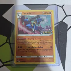 Pokemon TCG Lucario SWSH 186 Brilliant Stars Stamped Pre Release Promo NM - Image 1