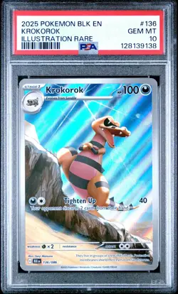 2025 Pokemon Black Bolt Krokorok PSA 10 #136 - Image 1