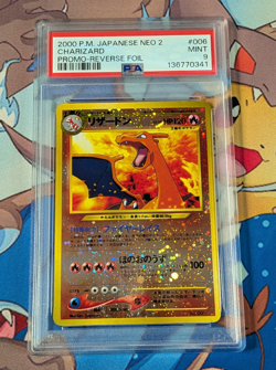 PSA 9 MINT 2000 CHARIZARD POKEMON JAPANESE NEO 2 PROMO REVERSE FOIL #006 US SELL - Image 1