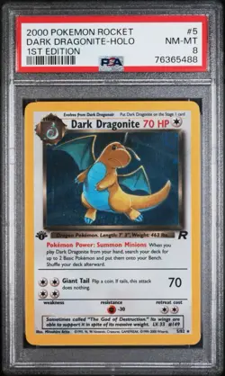 No Reserve PSA 8 2000 Pokemon Rocket 1st Edition #5 Dark Dragonite Holo RARE - Image 1