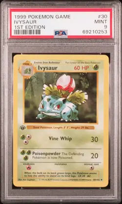 1999 POKEMON BASE SET 1ST EDITION #30 IVYSAUR PSA 9 - Image 1