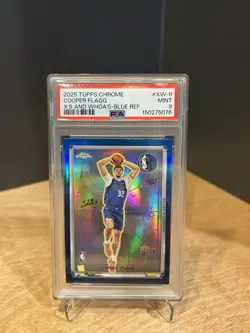 2025-26 Topps Chrome X's and Whoa's! Cooper Flagg Blue Refractor /150 (RC) PSA 9 - Image 1
