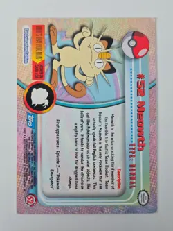Meowth #52 - 1999 Topps Pokemon TV Animation Edition Series 1 Blue Label - Image 2