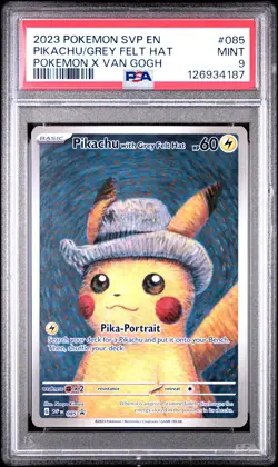 2023 POKEMON SVP EN-SV BLACK STAR PROMO #085 PIKACHU WITH GREY FELT HAT PSA 9 - Image 1