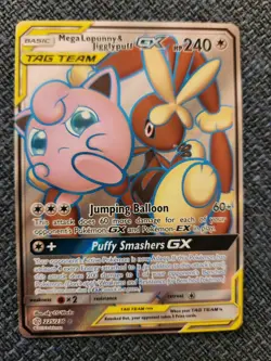 Pokemon TCG Mega Lopunny & Jigglypuff GX 225/236 Cosmic Eclipse Full Art LP - Image 1