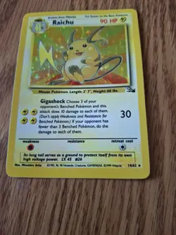 1999 Pokemon Raichu Holo Rare Fossil #14/62 LP Excellent Condition - Image 1