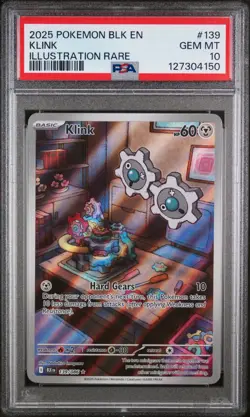 PSA 10 GEM Mint Klink 139/086 Illustration Rare - Pokemon BLK SV10.5 - Image 1