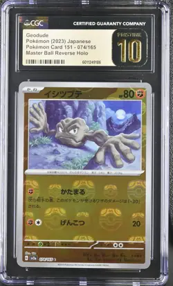 CGC 10 Pristine Geodude 074/165 Master Ball Reverse Holo Japanese 151 Pokemon - Image 1