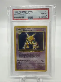 Pokemon 1999 Base Set Alakazam 1/102 PSA 8! - Image 1