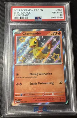 PSA 10 Charmander 109/091 - Shiny Rare - 2024 Pokemon TCG Paldean Fates PAF EN - Image 1