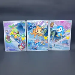 Pokemon First Partner Illustration 3 Card Lot Turtwig 40 Chimchar 41 Piplup... - Image 1