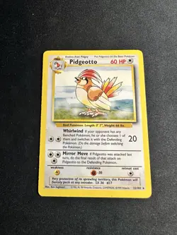 Pidgeotto 22/102 Rare 1999-2000 Base Set Pokemon Card MP - Image 1