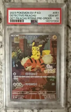 2023 POKEMON KO SV-P PROMO #098 DETECTIVE PIKACHU PSA 10 - Image 1