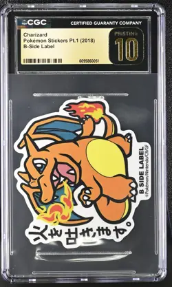 2018 POKEMON STICKERS PT. 1 B-SIDE LABEL CHARIZARD CGC 10 PRISTINE - Image 1