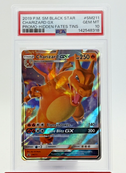 2019 Pokemon Charizard GX Black Star Promo SM211 Hidden Fates Tins PSA 10 - Image 1