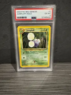 2000 Pokemon Neo Genesis #7 Jumpluff Holo PSA 6 EX-MINT SWIRL - Image 1