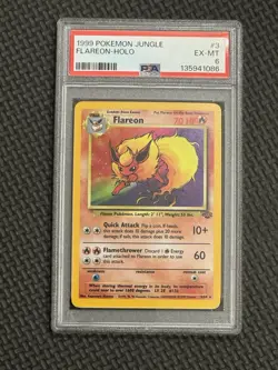 1999 Pokemon Jungle Holo Rare Flareon 3/64 PSA 6 - Image 1