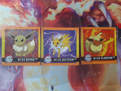 Eevee, Jolteon + Flareon #133, 135, 136 1999 Artbox Pokemon Set of 3 Stickers LP - Image 1