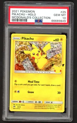 Pokemon Cards - PSA 10 Pikachu 25/25 - McDonald's 25th Anniversary Promo GEM MT - Image 1
