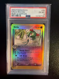 PSA 6 Kirlia Reverse Foil EX Ruby & Sapph. 35/109 Vintage Pokemon Card - Image 1