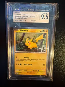 CGC 9.5 Pikachu 025/165 Holiday Calendar Pokemon Cosmos Holo - Image 1