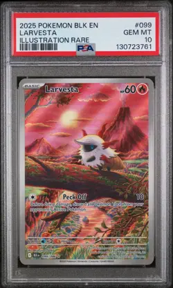Larvesta Illustration Rare Pokemon Blk En-Black Bolt 099/086 PSA 10 - Image 1