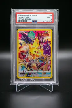 Pikachu Full Art PSA 9 Mint 2023 Pokemon Crown Zenith Galarian Gallery 160/159 - Image 1
