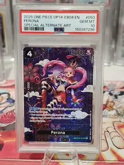 2026 ONE PIECE OP14-EB04-THE AZURE SEA'S SEVENALTERNATE ART #093 PERONA PSA 10 - Image 2