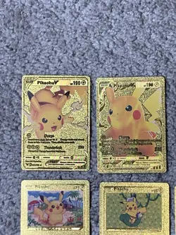 Set of 15 Pikachu & Complete 7 Card Cosplay Set Gold Foil Fan Art Cards - Image 2