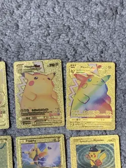 Set of 15 Pikachu & Complete 7 Card Cosplay Set Gold Foil Fan Art Cards - Image 3