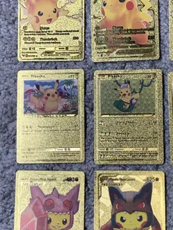 Set of 15 Pikachu & Complete 7 Card Cosplay Set Gold Foil Fan Art Cards - Image 4
