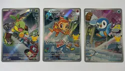 Pokemon First Partner Illustration Collection Turtwig Chimchar Piplup Promo Set - Image 1