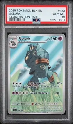 2025 POKEMON BLK EN-BLACK BOLT ILLUSTRATION RARE #123 GOLURK PSA 10 - Image 1