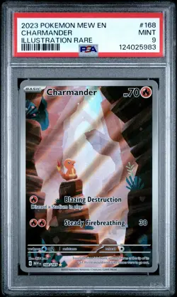 2023 POKEMON MEW EN-151 ILLUSTRATION RARE #168 CHARMANDER PSA 9 - Image 1