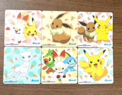R433 Japanese Pokemon x Baskin Robin Exclusive Coasters 3" Pikachu Mew Eevee - Image 1
