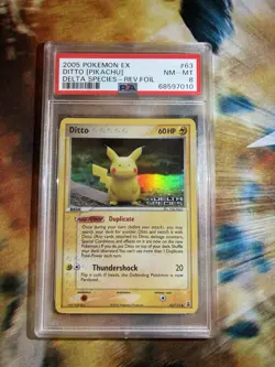 Pokemon Ex Delta Species Reverse Holo Foil #63 Ditto Pikachu PSA 8 Low Pop - Image 1