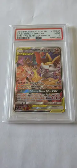 2019 POKEMON SM BLACK STAR PROMO #SM230 FULL ART/CHARIZARD & BRAIXEN GX PSA 9 - Image 1