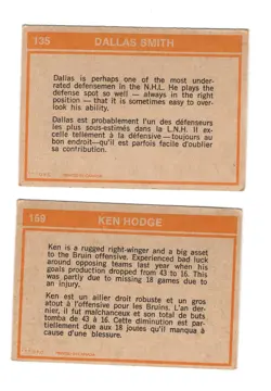 1972 O-Pee-Chee Hockey -BOSTON VS. TORONTO - LOT of 2 Vintage NHL OPC Cards - Image 2