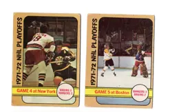 1972 O-Pee-Chee Hockey - NHL PLAYOFFS GAME 4 & 5 LOT of 2 Vintage NHL OPC Cards - Image 1