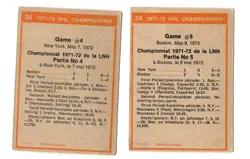 1972 O-Pee-Chee Hockey - NHL PLAYOFFS GAME 4 & 5 LOT of 2 Vintage NHL OPC Cards - Image 2